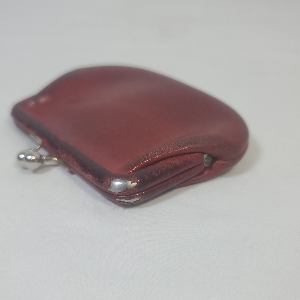 RARE Vintage Coach Kisslock Coin Change Purse Wallet Red Leather No. 7155 - Picture 4 of 10